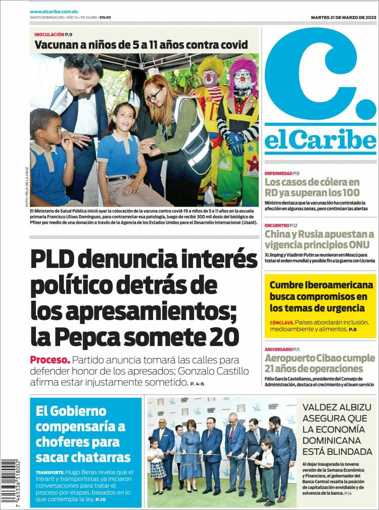 Portada de El Caribe (R. Dominicana)