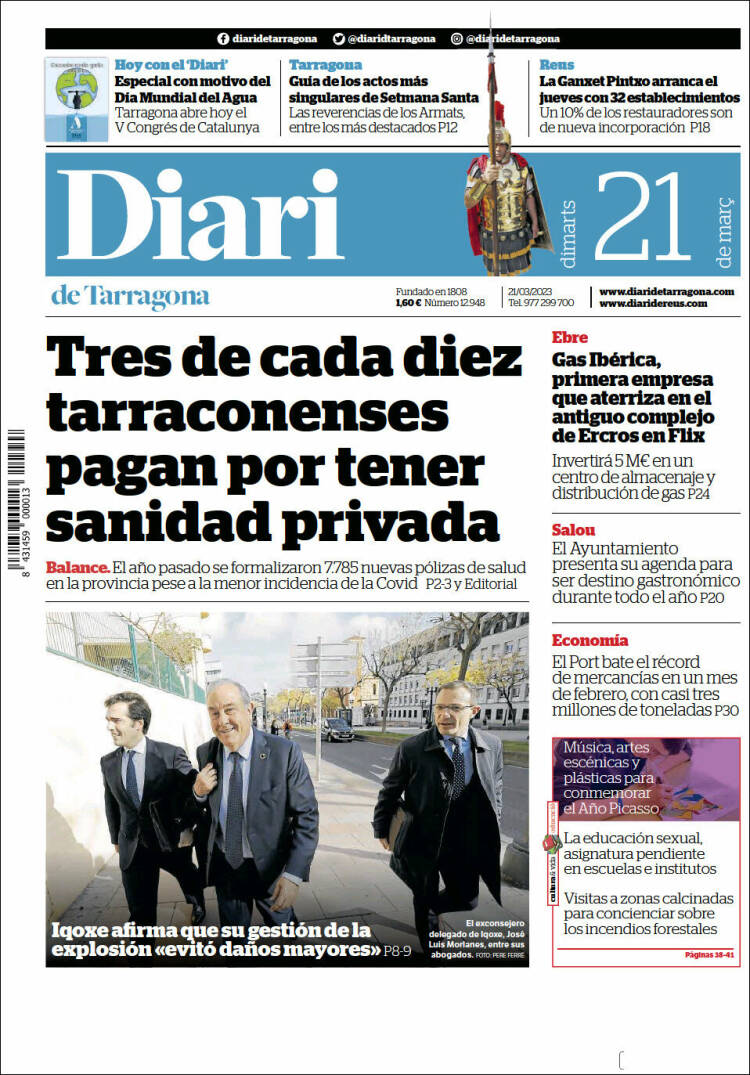 Portada de Diari de Tarragona (España)