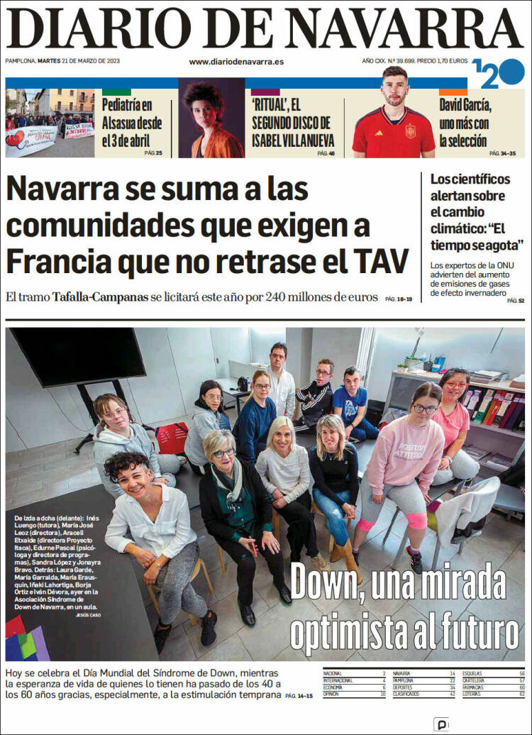 Portada de Diario de Navarra (España)