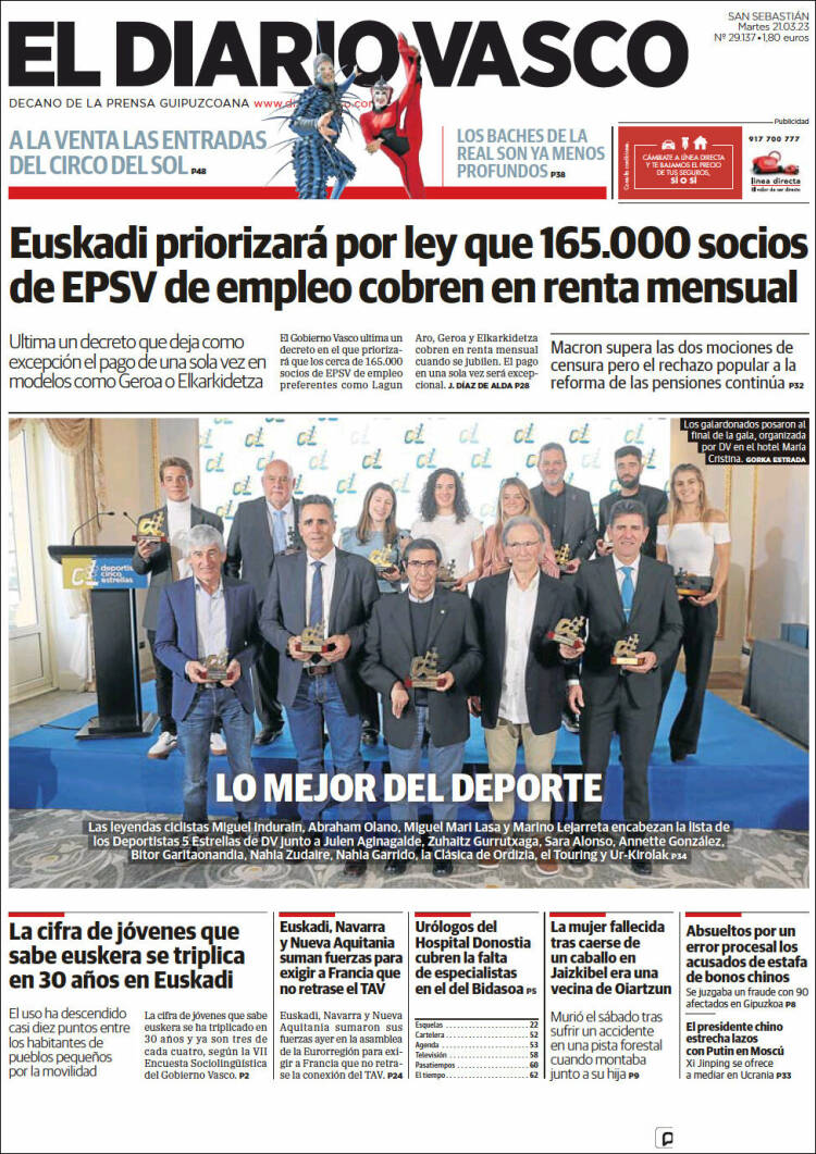 Portada de Diario Vasco (España)