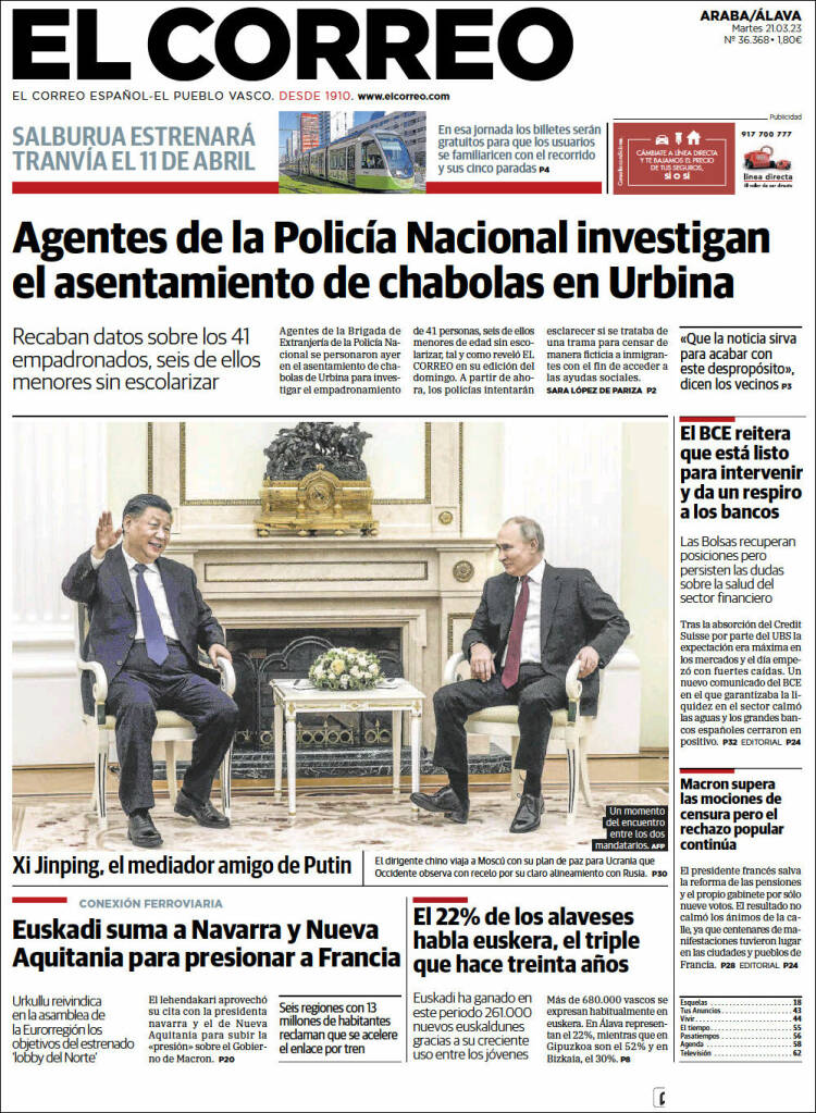 Portada de El Correo - Álava (España)