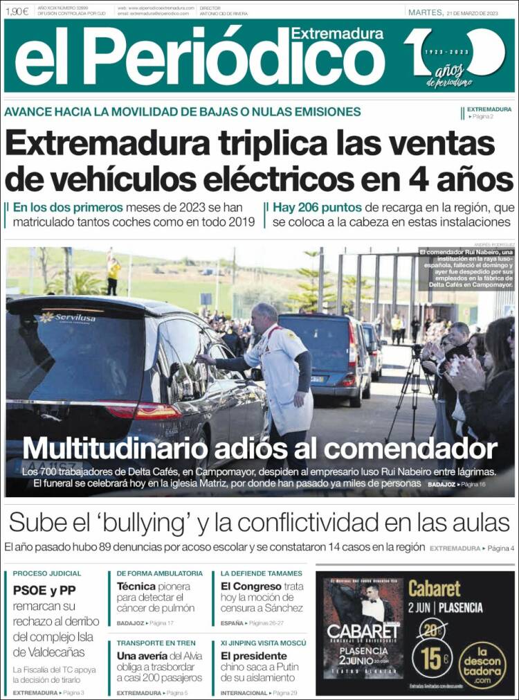 Portada de El Periódico de Extremadura (España)