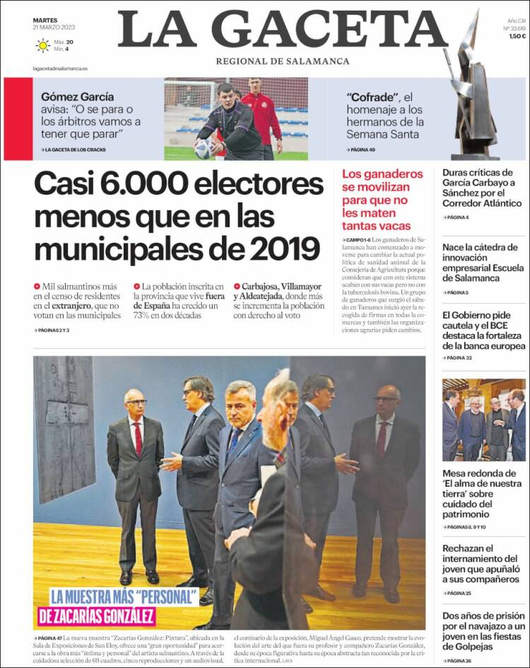 Portada de La Gaceta de Salamanca (España)