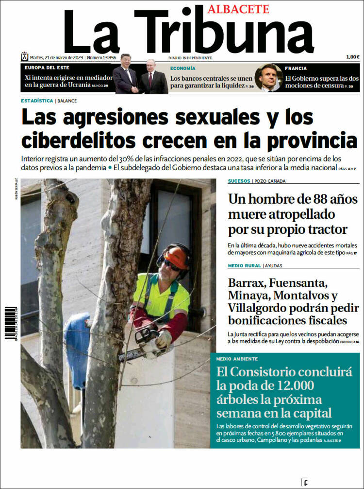 Portada de La Tribuna de Albacete (España)
