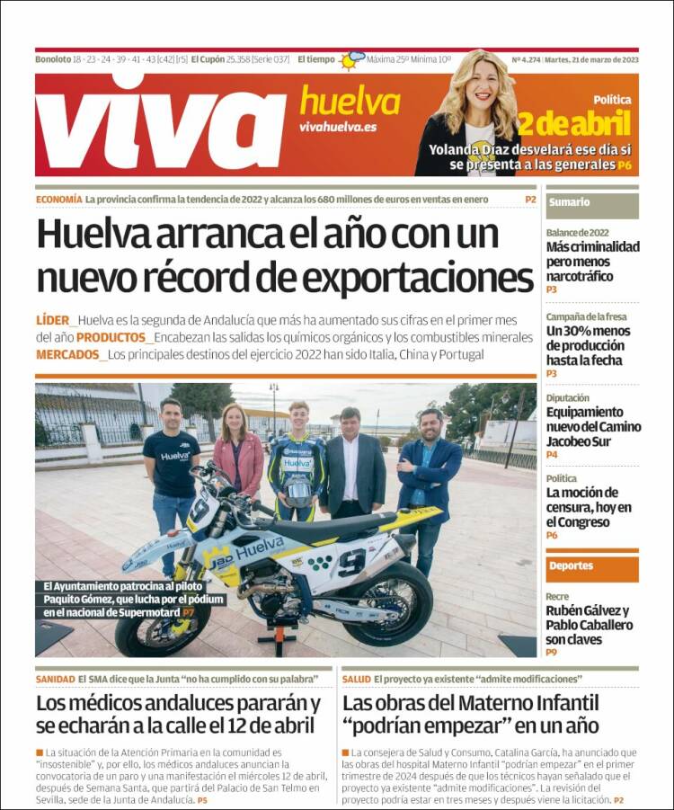 Portada de Viva Huelva (España)