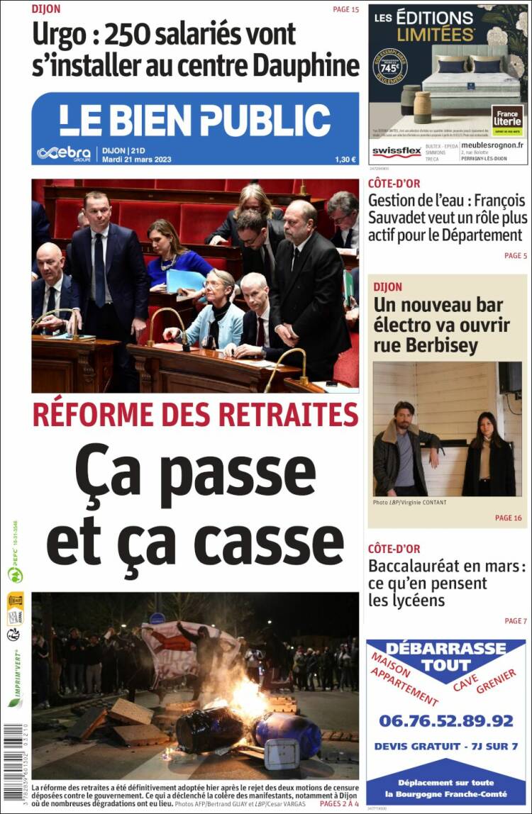 Portada de Le Bien Public (Francia)