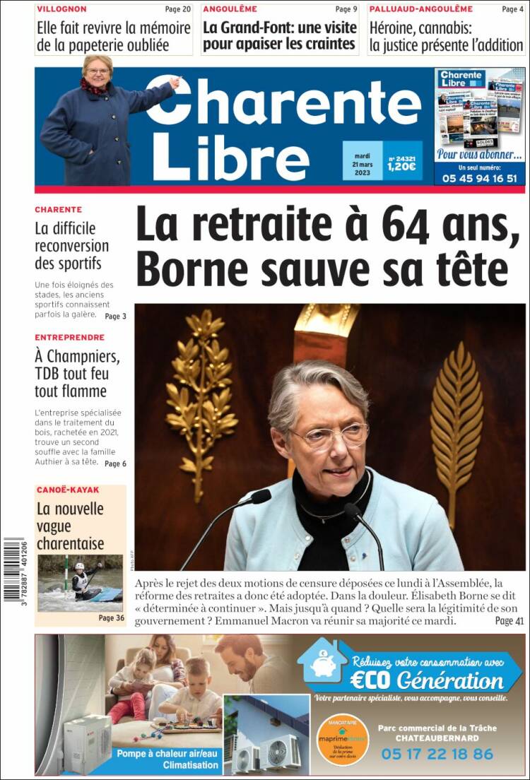 Portada de Charente Libre (Francia)