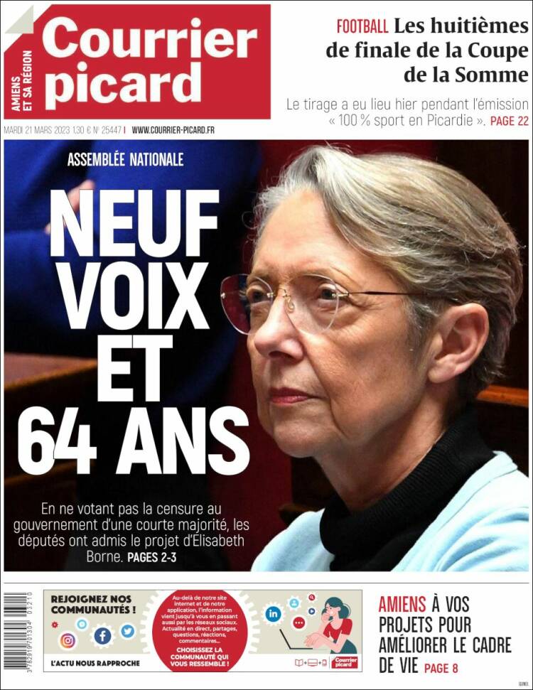 Portada de Courrier Picard (Francia)