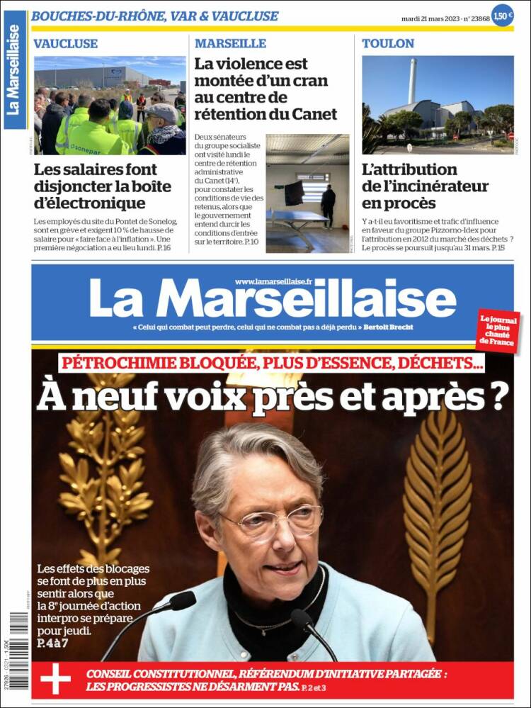 Portada de La Marseillaise (Francia)