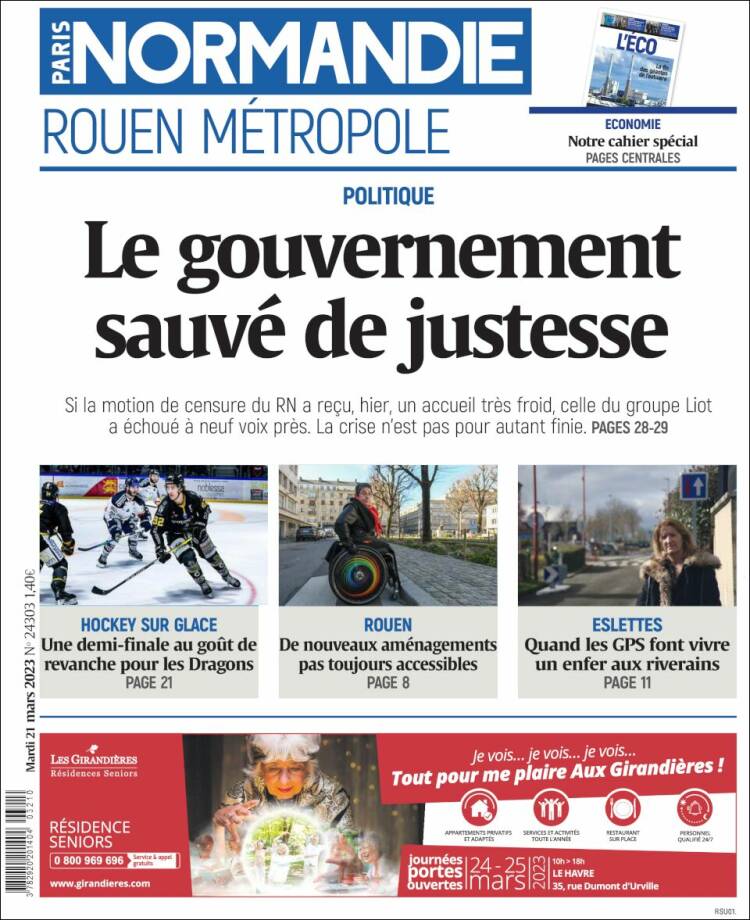 Portada de Paris Normandie (Francia)