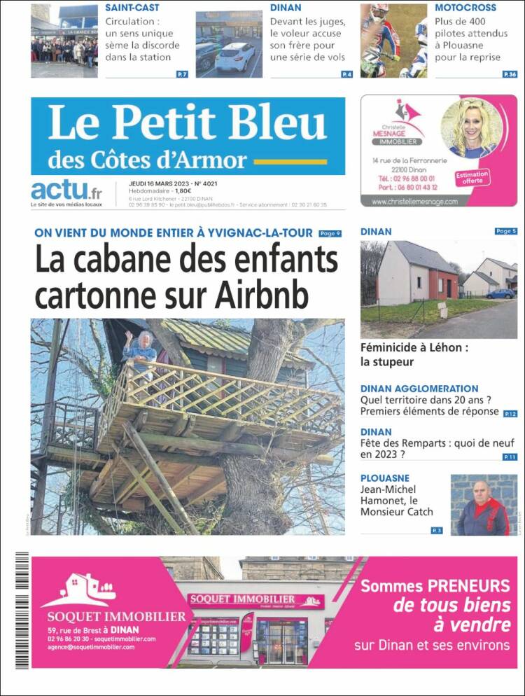 Portada de Le Petit Bleu (Francia)