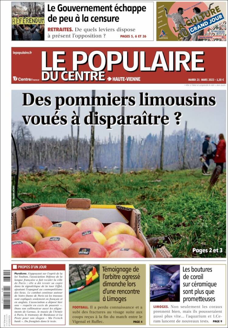 Portada de Le Populaire du Centre (Francia)