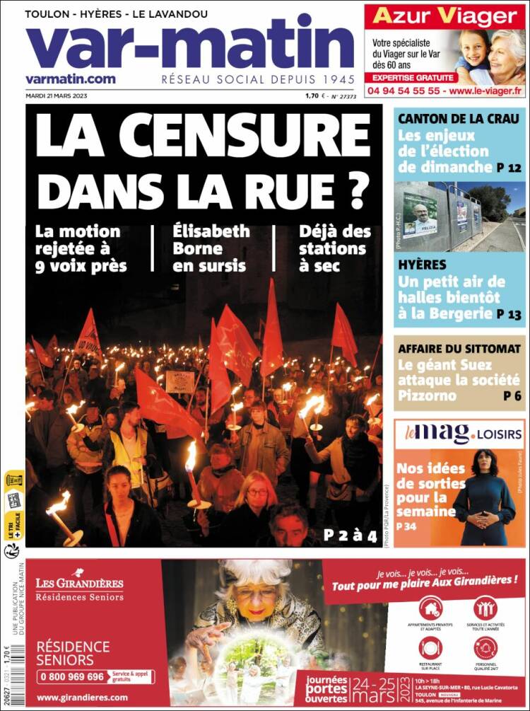 Portada de Var-Matin (Francia)