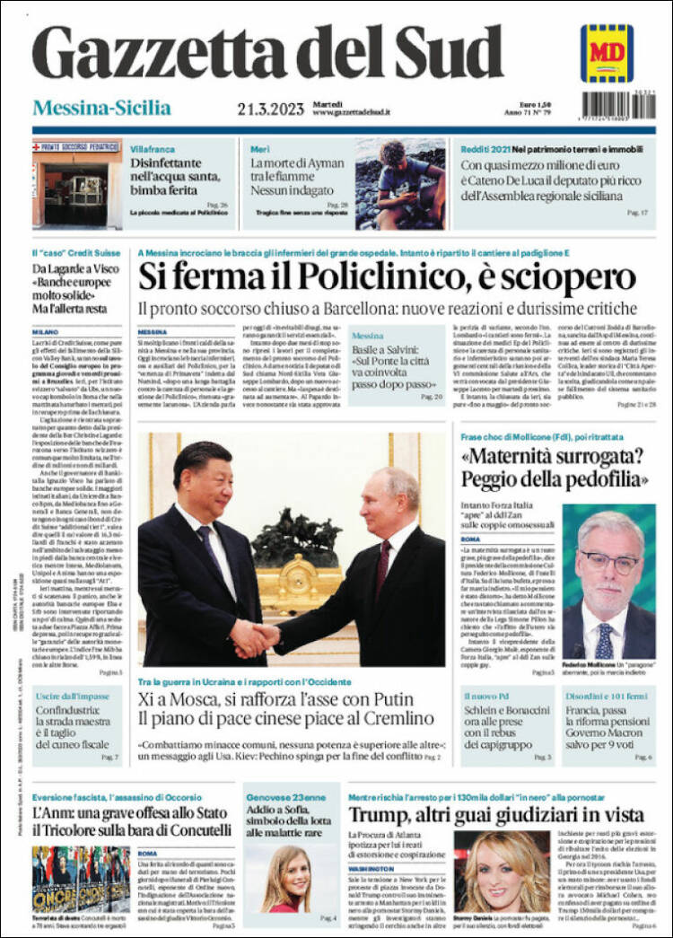 Portada de Gazzetta del Sud (Italia)