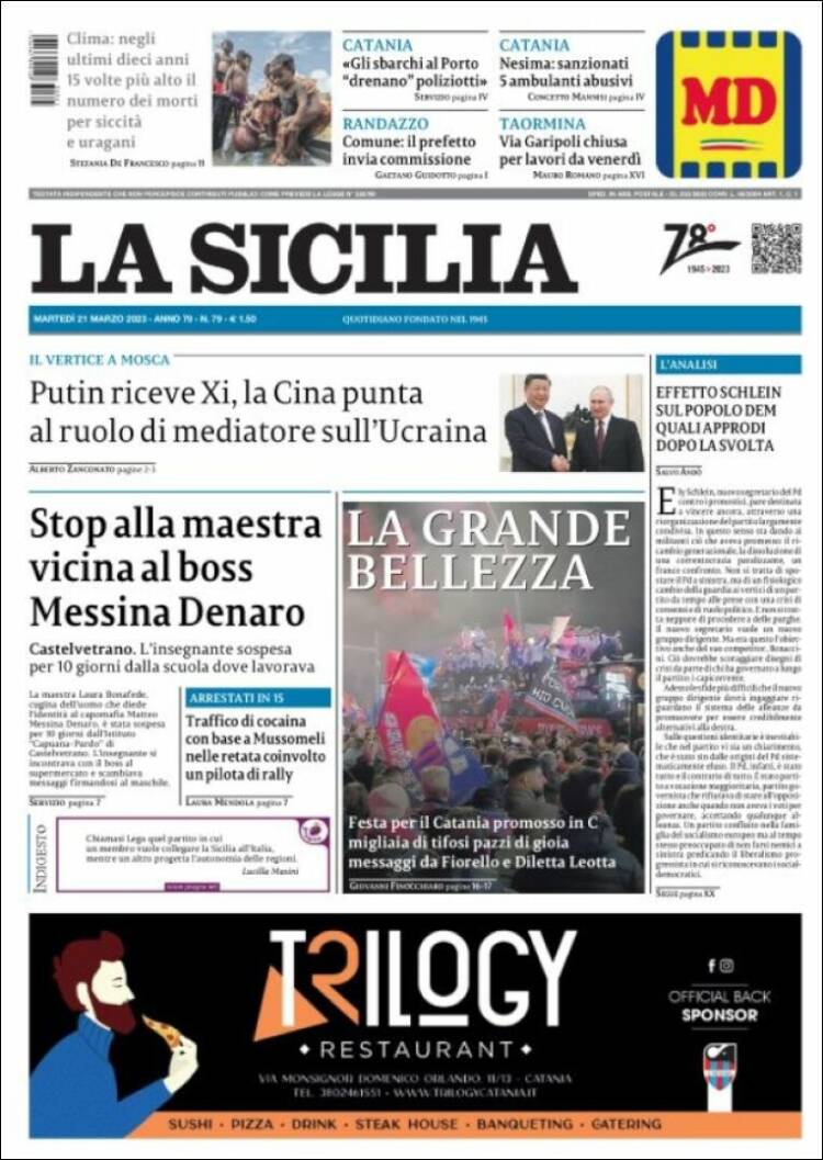 Portada de La Sicilia (Italia)