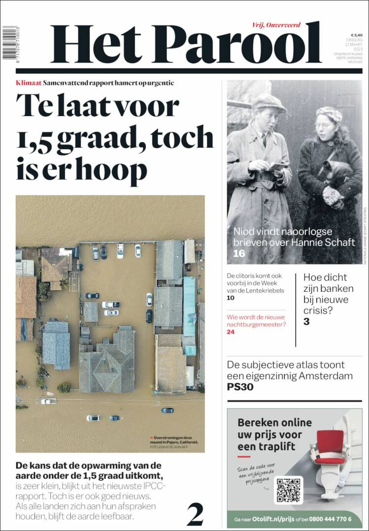 Portada de Het Parool (Países Bajos)