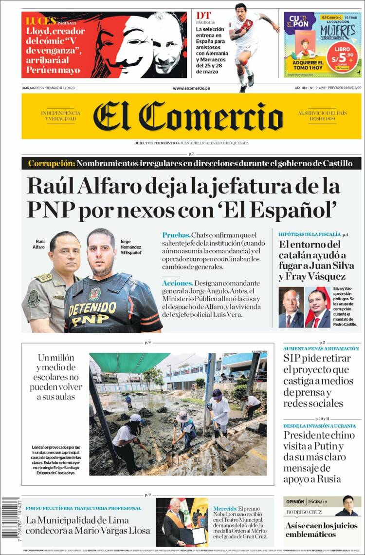 Portada de El Comercio (Perú)