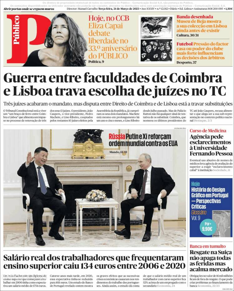 Portada de Público (Portugal)