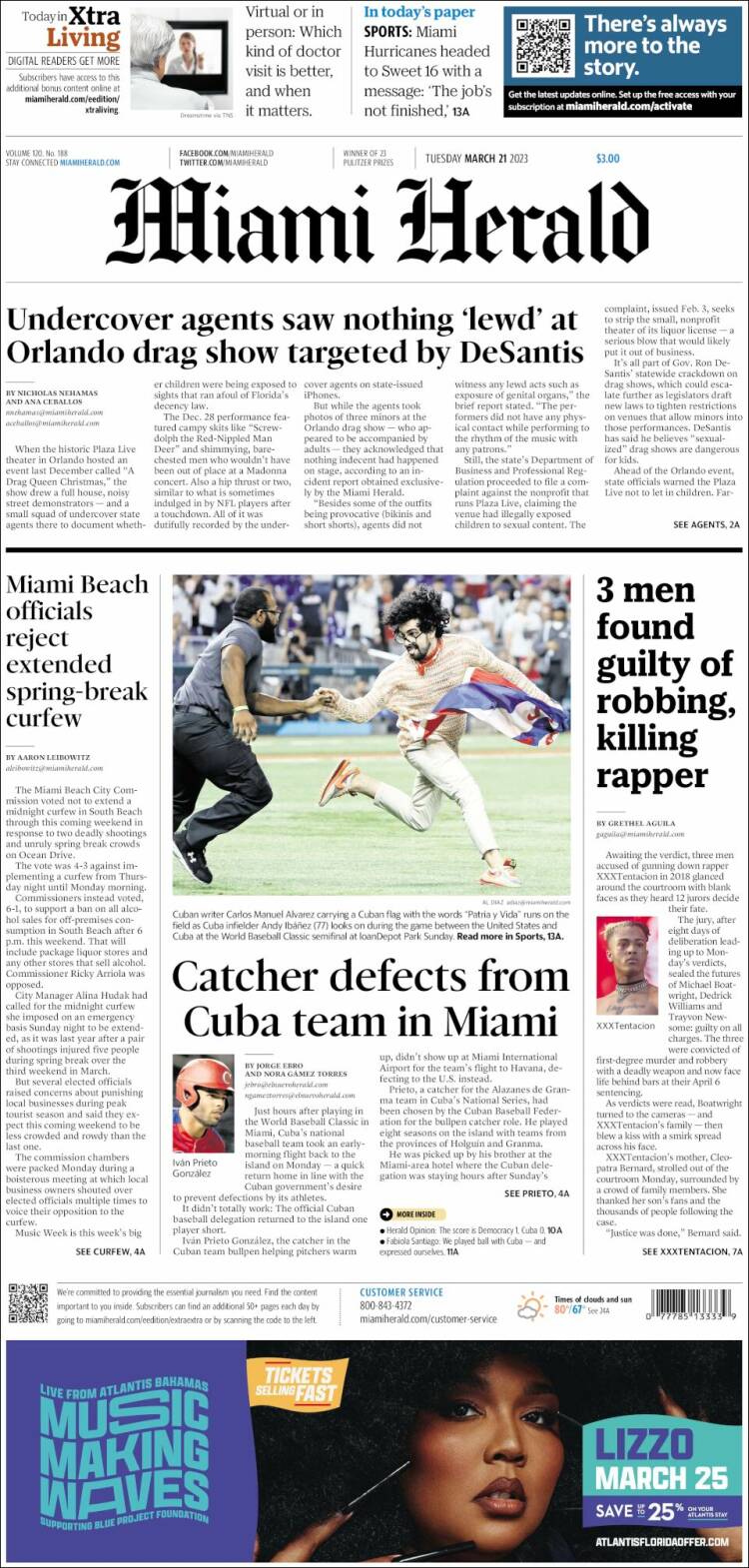 Portada de Miami Herald (USA)