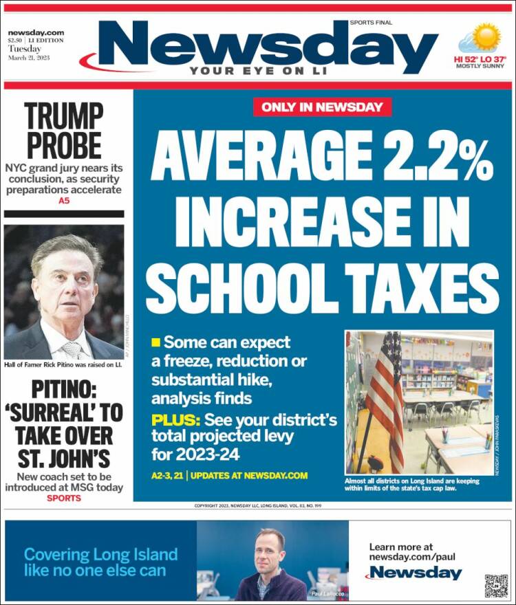 Portada de Newsday (USA)