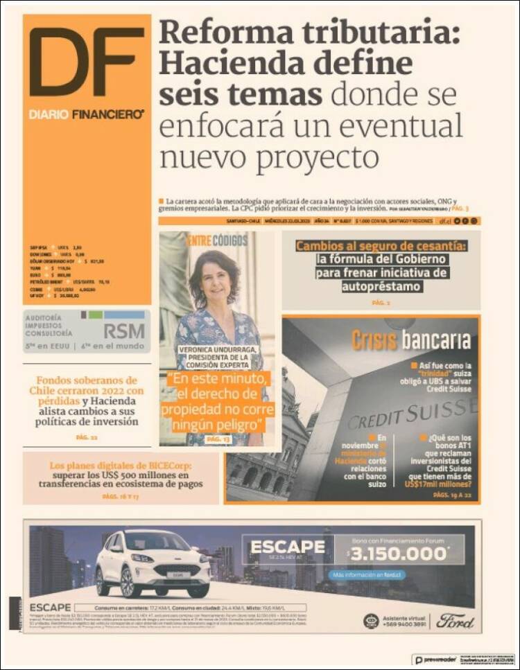 Portada de Diario Financiero (Chile)