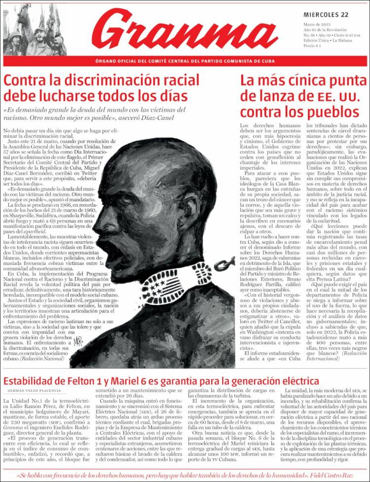 Portada de Granma (Cuba)