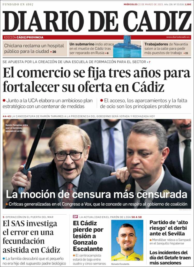 Portada de Diario de Cádiz (España)
