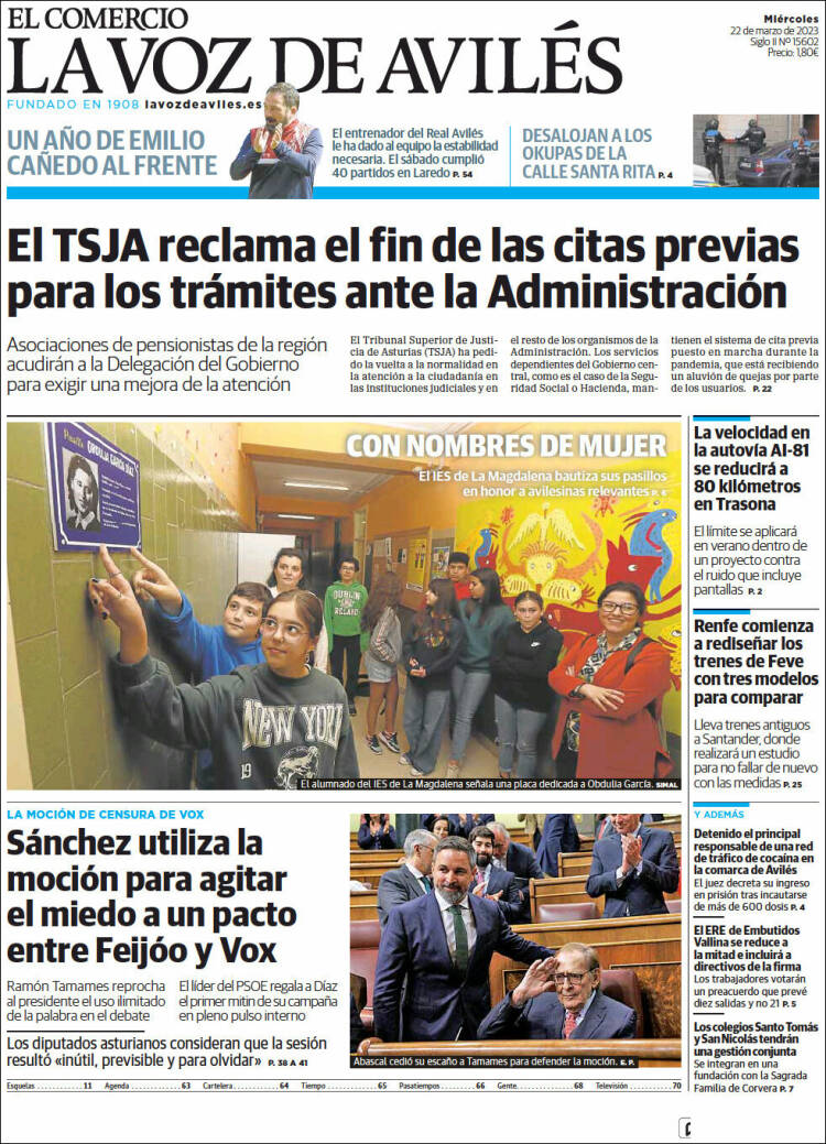 Portada de El Comercio - Avilés (España)