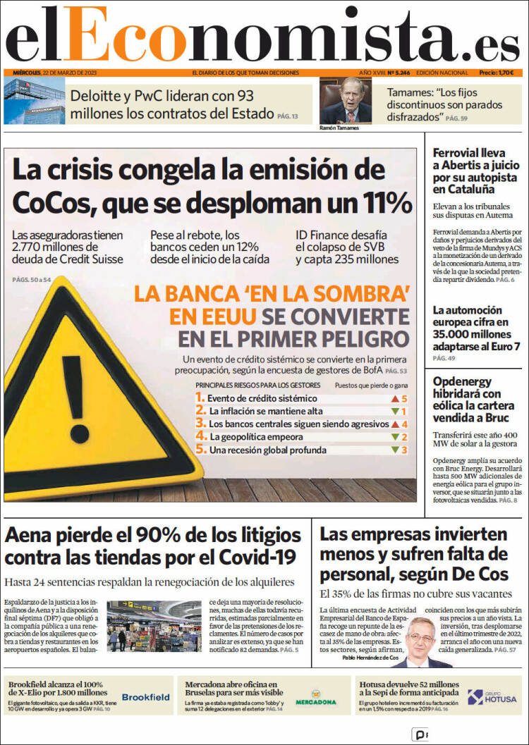 Portada de El Economista (Espa&ntilde;a)