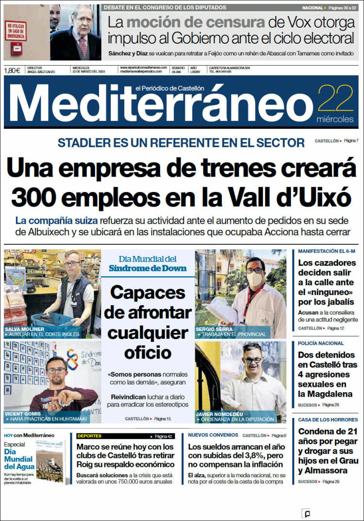 Portada de El Periódico Mediterraneo (España)