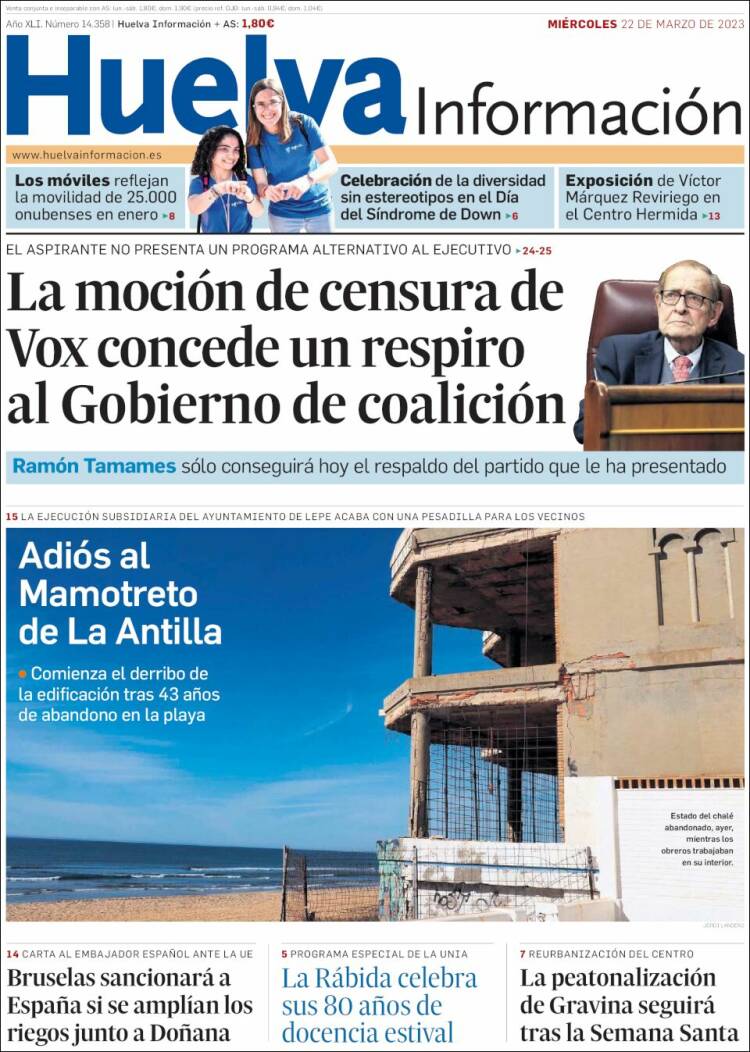 Portada de Huelva Información (España)