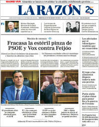 Portada de La Razón (España)