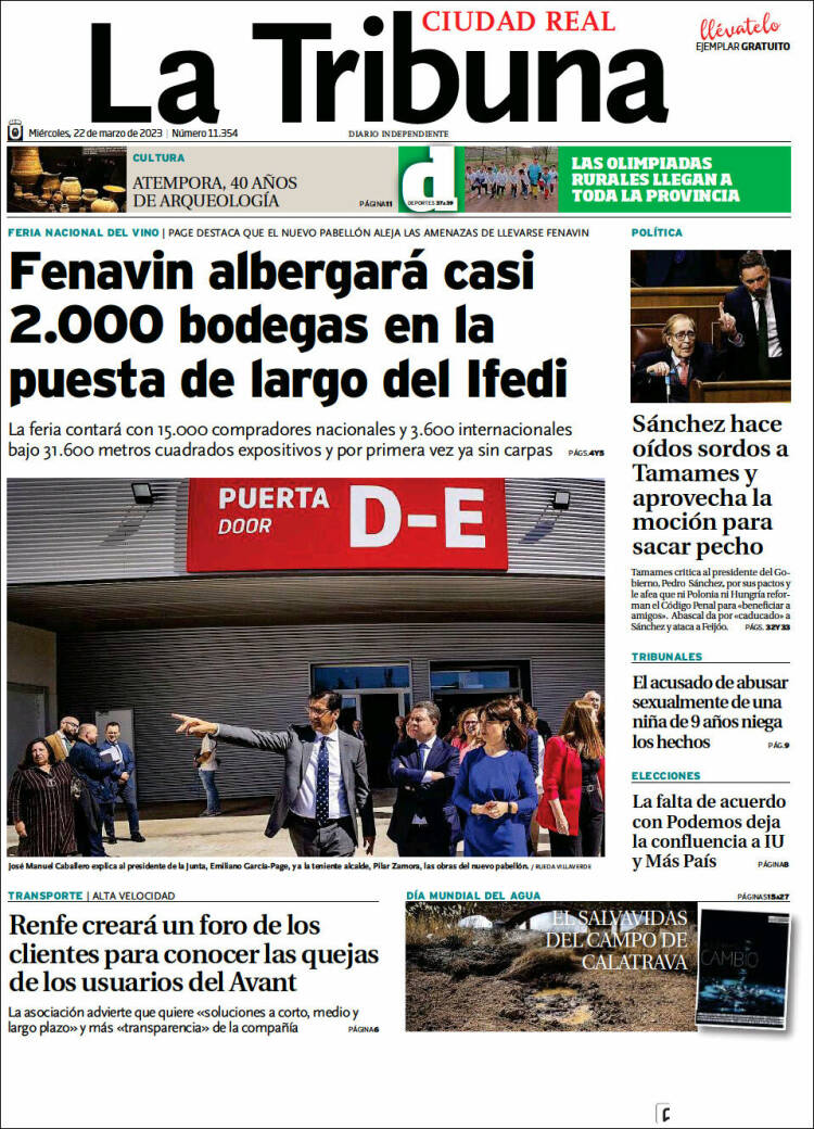 Portada de La Tribuna de Ciudad Real (España)
