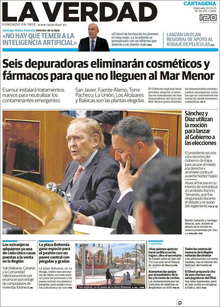 Portada de La Verdad de Cartagena (España)