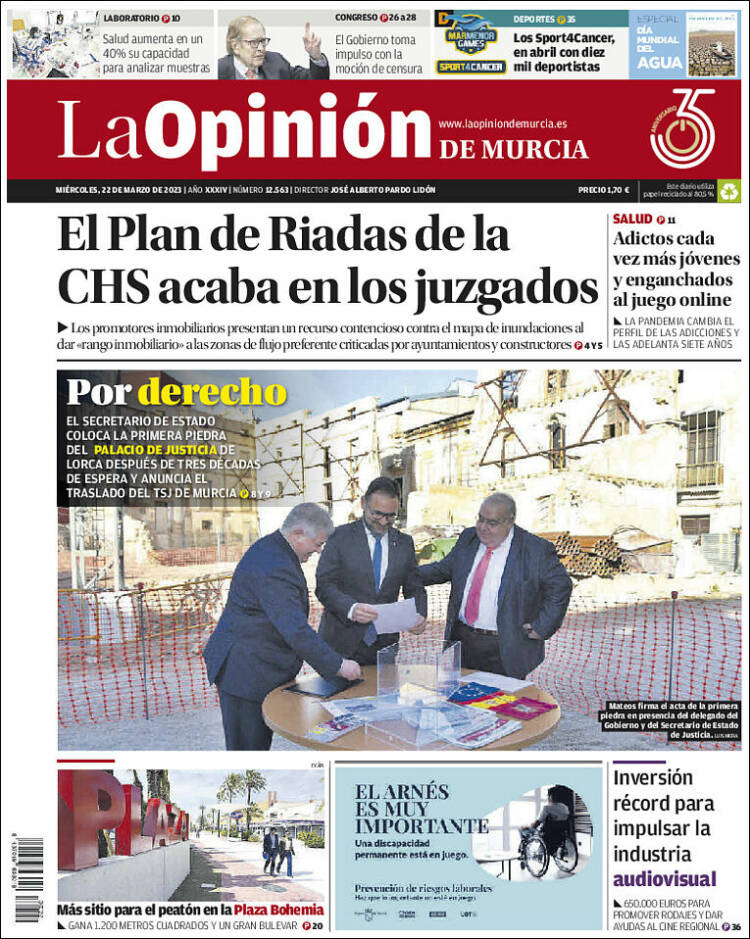 Portada de La Opinión de Murcia (España)