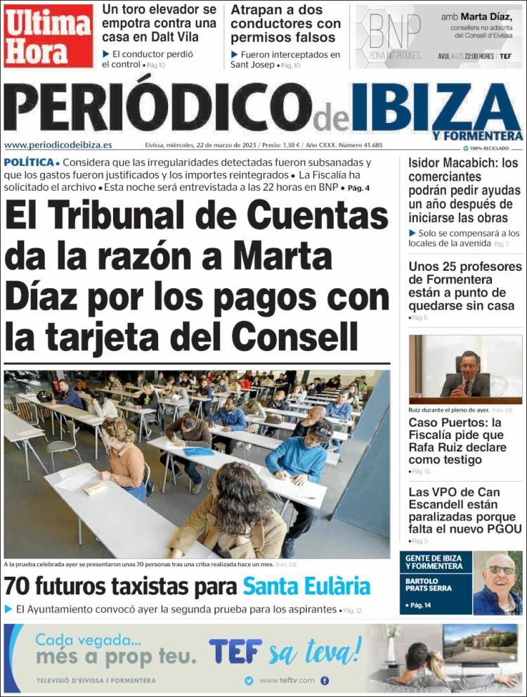 Portada de Periódico de Ibiza (España)