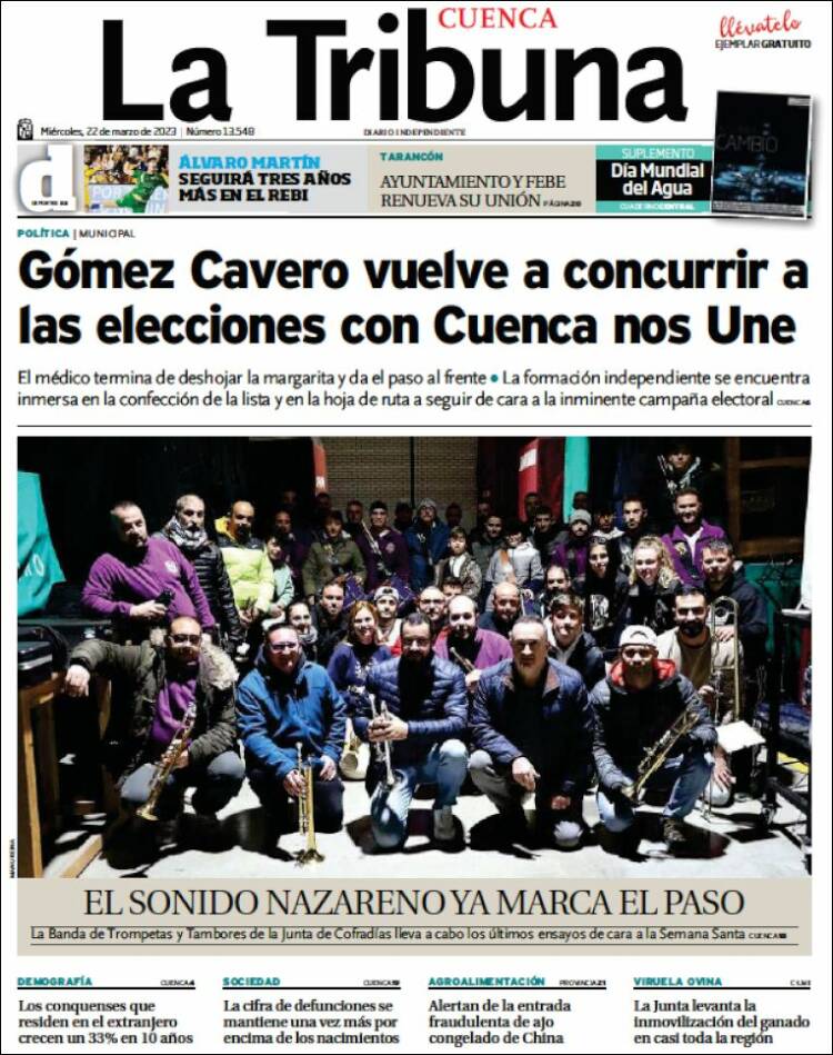 Portada de La Tribuna de Cuenca (España)