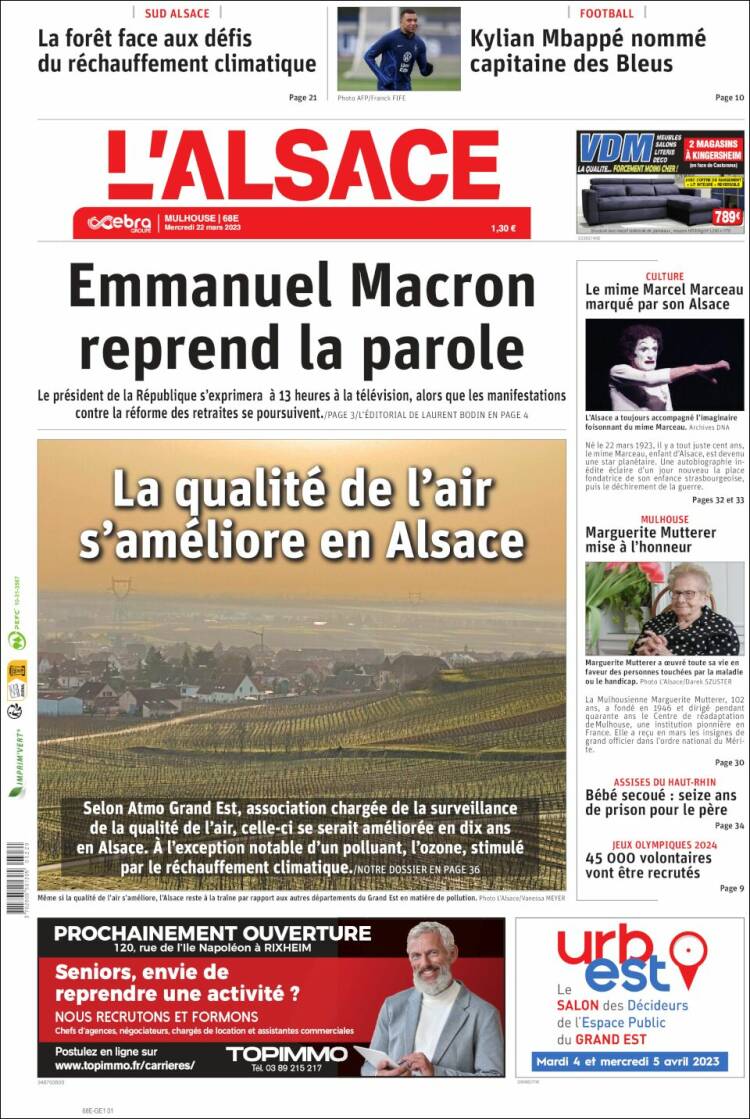 Portada de Journal L'Alsace (France)