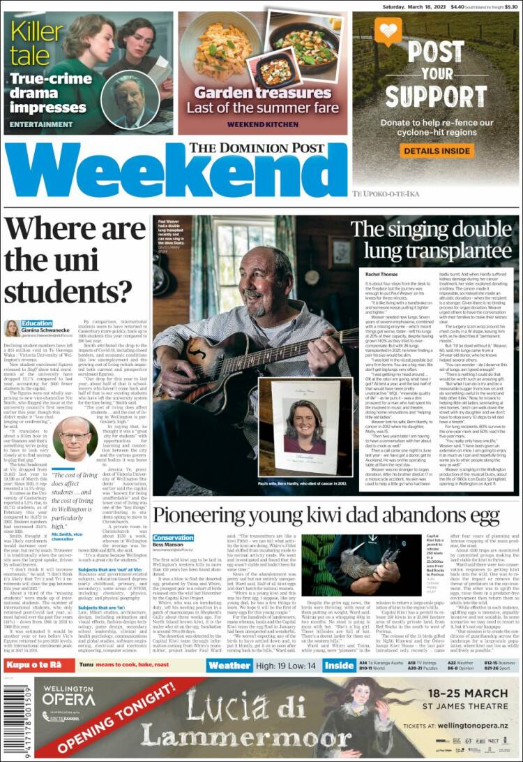 Portada de The Dominion Post (Nueva Zelanda)