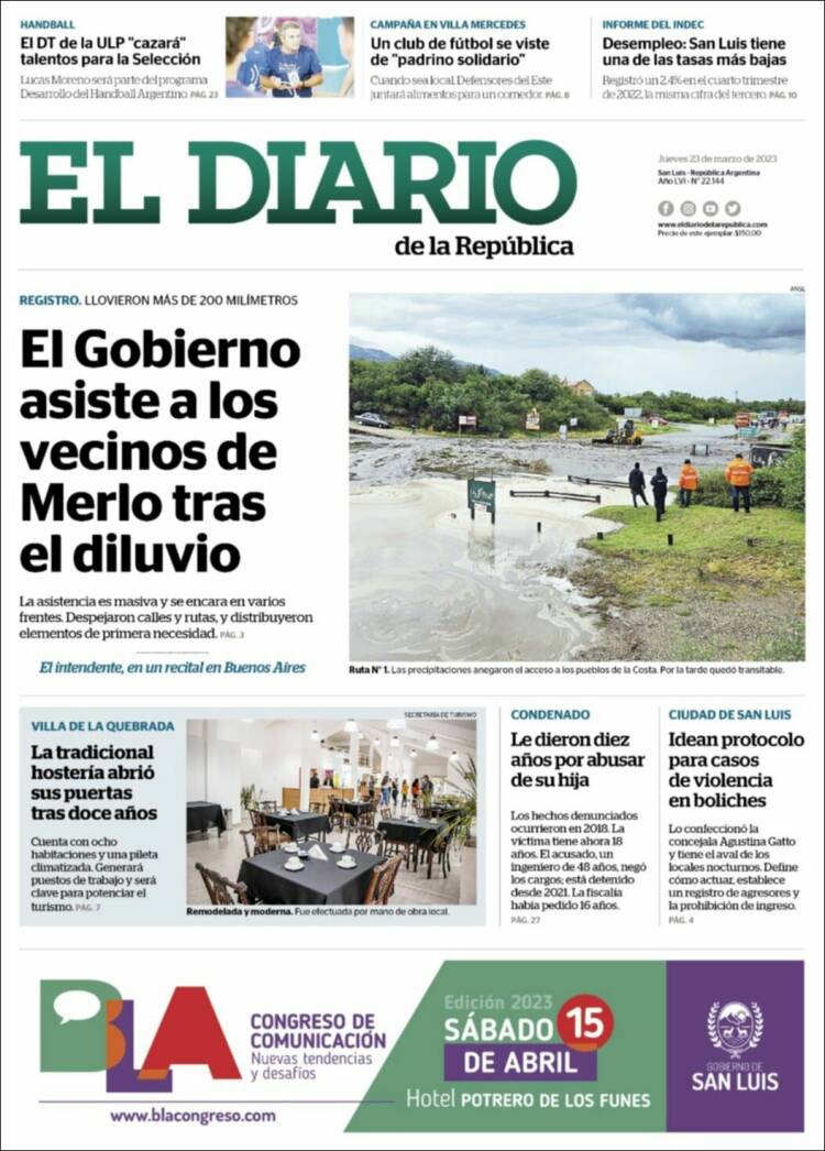 Portada de Diario de la República (Argentina)