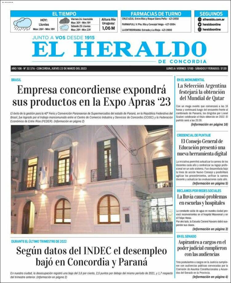 Portada de El Heraldo de Concordia (Argentina)