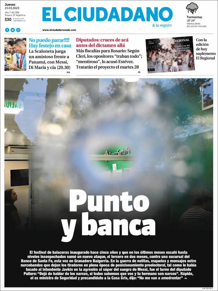 Portada de Diario El Ciudadano (Argentina)