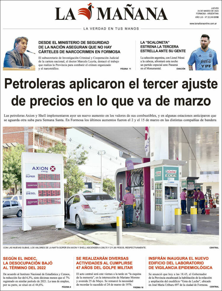 Portada de Diario La Mañana (Argentina)