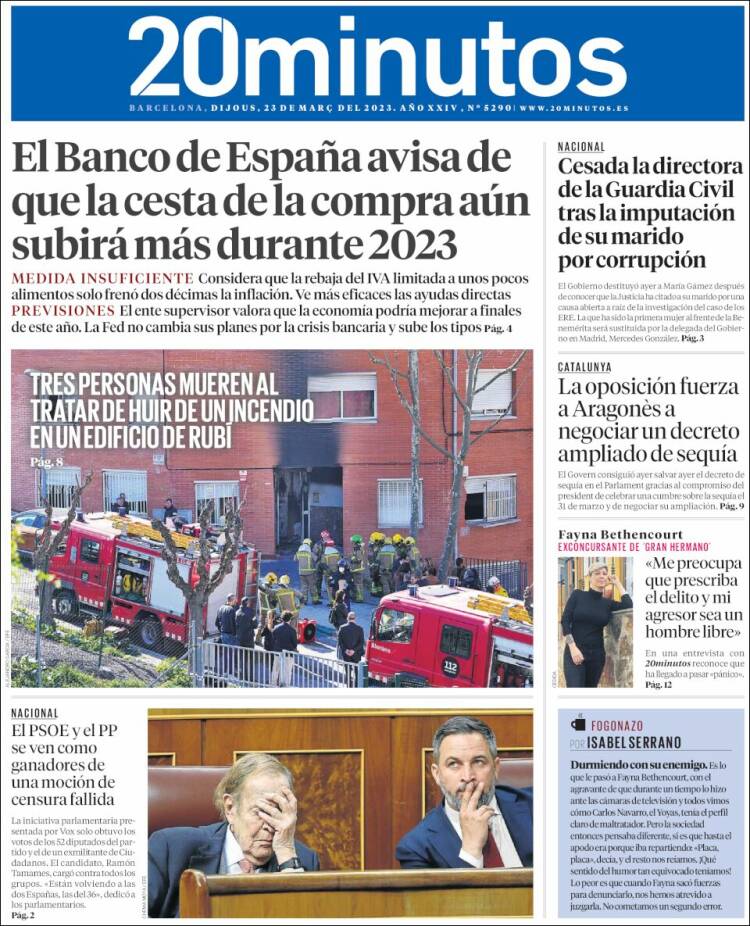 Portada de 20 Minutos - Barcelona (Spain)