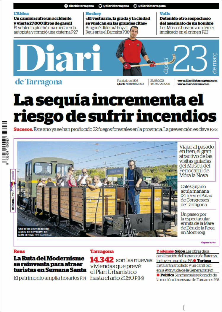 Portada de Diari de Tarragona (España)