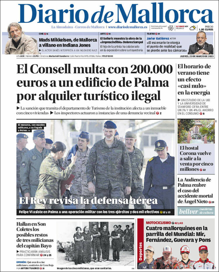 Portada de Diario de Mallorca (España)