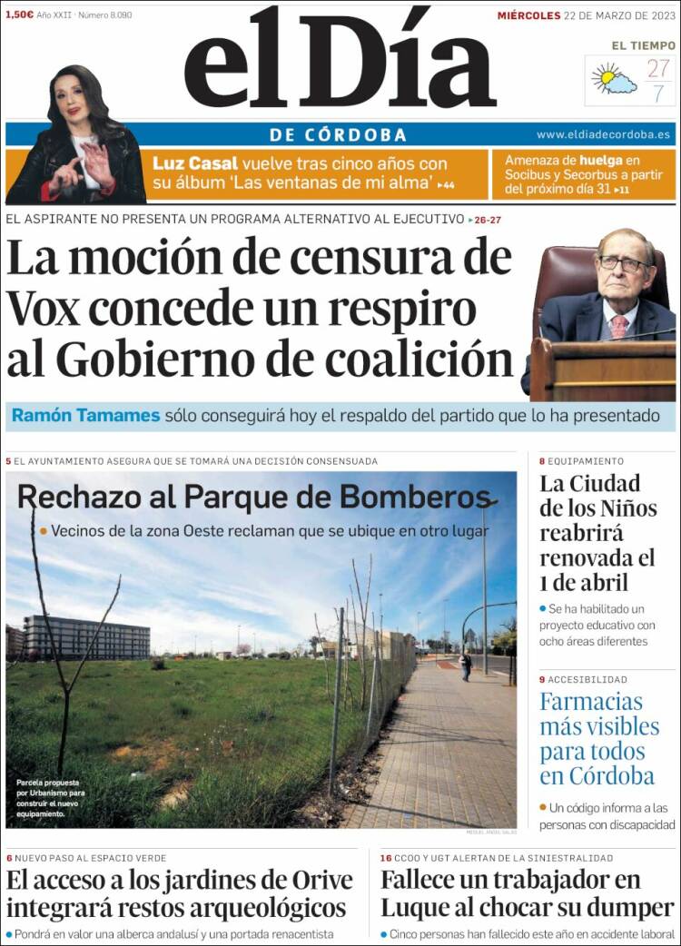 Portada de El Día de Córdoba (España)