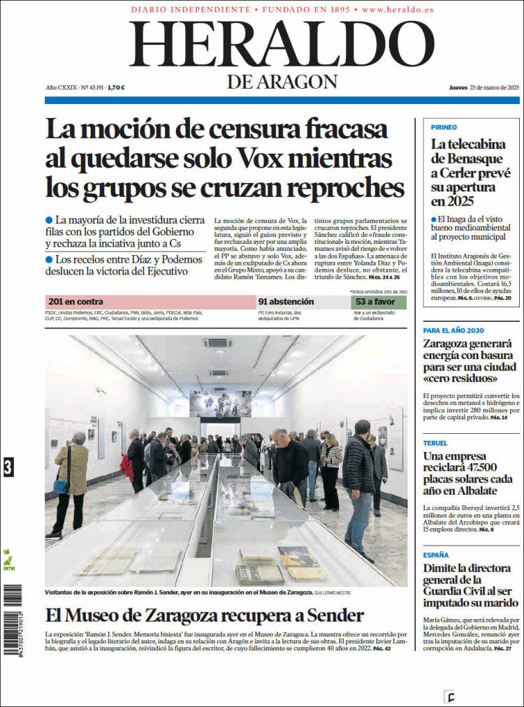 Portada de Heraldo de Aragón (Spain)