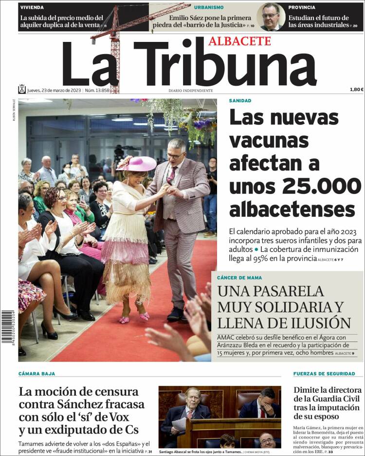 Portada de La Tribuna de Albacete (España)