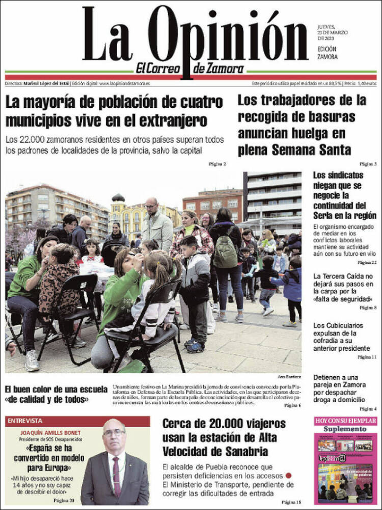 Portada de La Opinión - El Correo de Zamora (Spain)